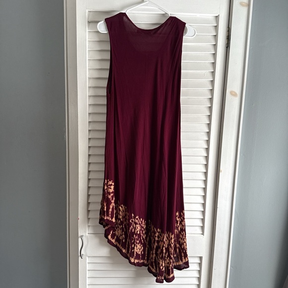 Advance Apparels Burgundy Maxi Dress with gold and embroidered accents - Picture 2 of 8